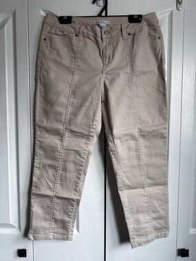 Women's Cleo Petite Tapered Leg Ankle Pants in Light Beige Size 12